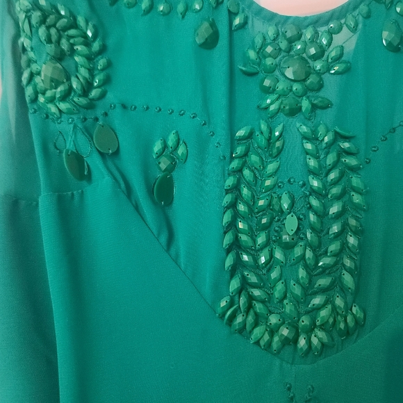 Emerald green beaded Marciano shift dress - Picture 2 of 2